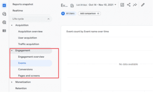 Google Analytics 4 UI - Engagement